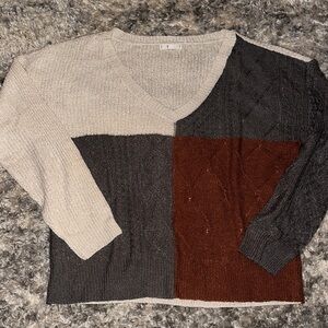 E + M Color Block V-Neck Sweater Size Large